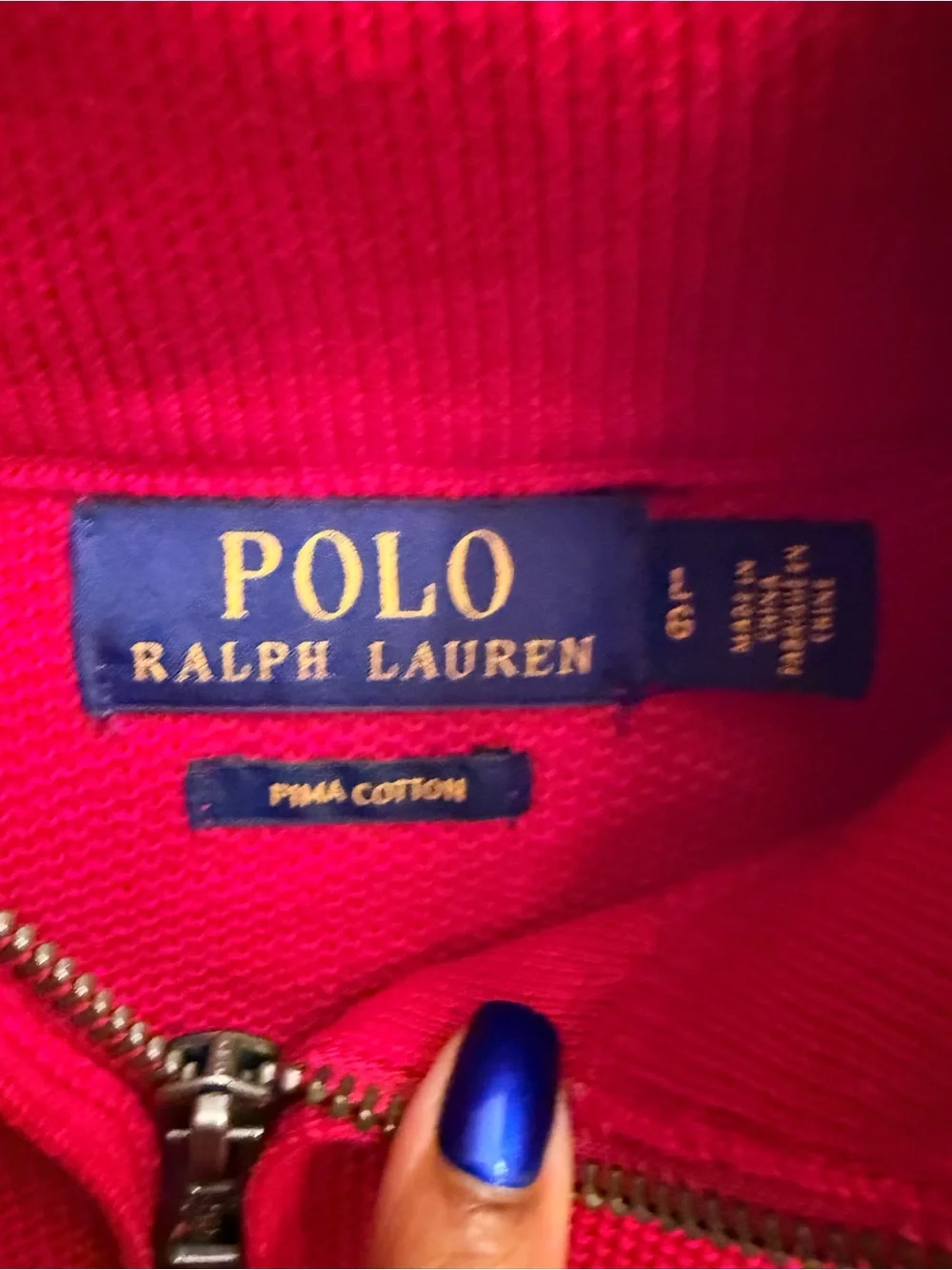 Polo by Ralph Lauren Men’s quarter-Zip Sweater in red. Size Large